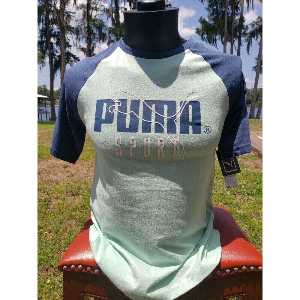 NWT Puma Boys T shirt. Size Large 14+ New w/ tags. Mint Green & Blue Puma Sport
